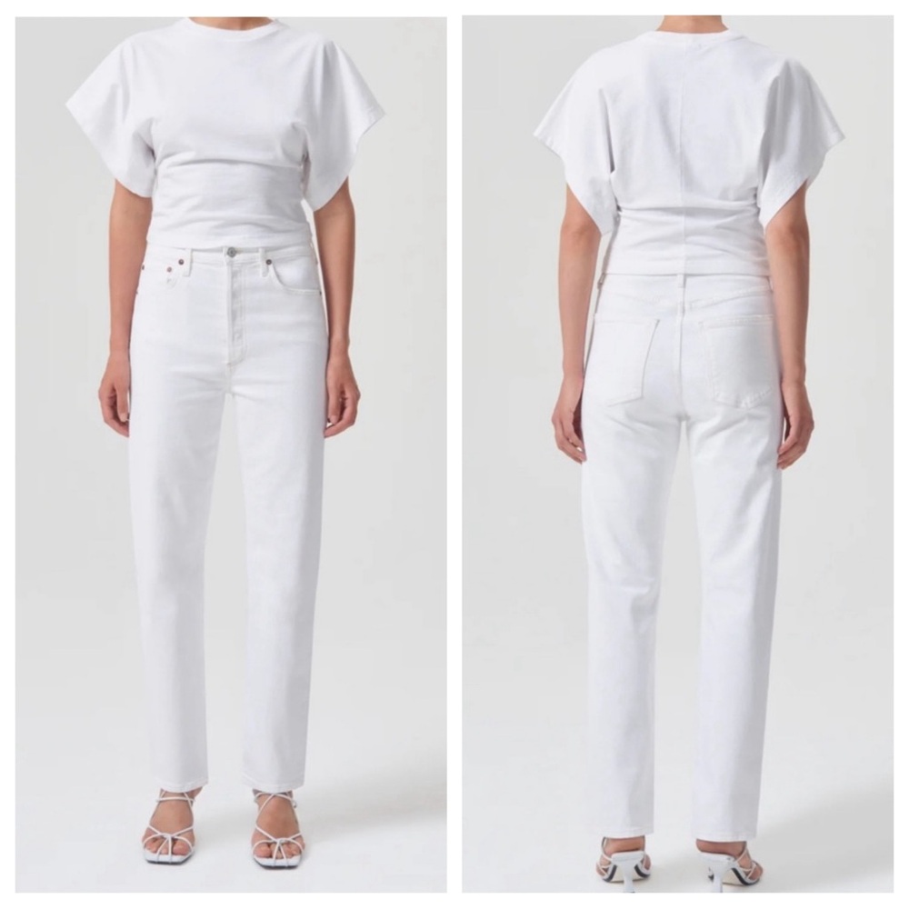 AGOLDE White High-Rise Straight Jeans